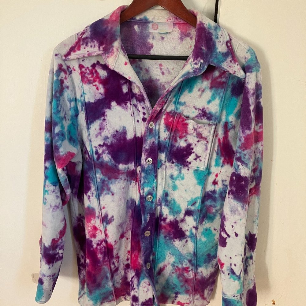 Tie dyed terry cloth vintage Sears shirt 70s